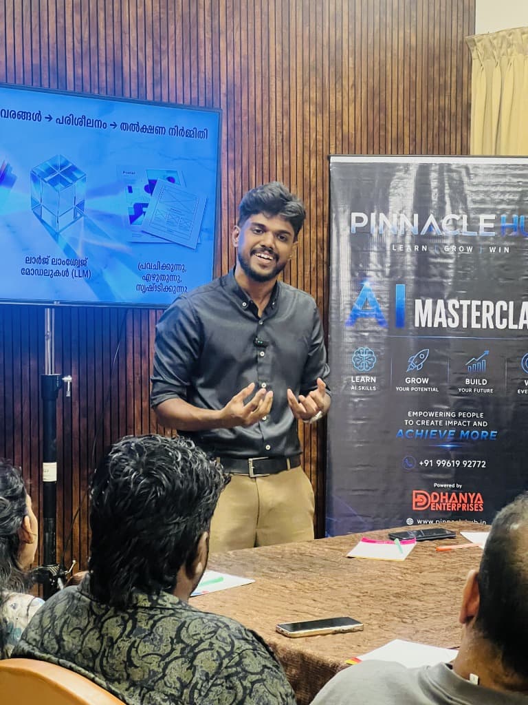 Coach Muhsin teaching Large Language Models (LLM) and prompt engineering at Pinnacle AI Masterclass